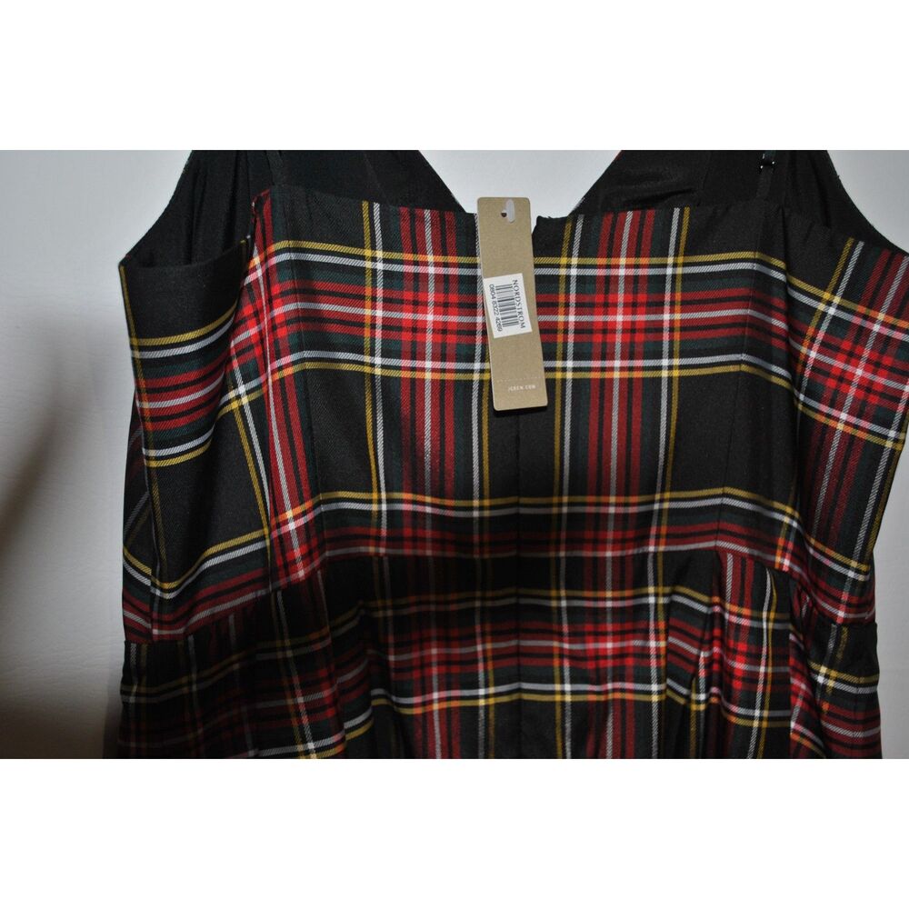 J. Crew Black Stewart Tartan Spagetti Stap Dress Size 8 - Picture 11 of 13
